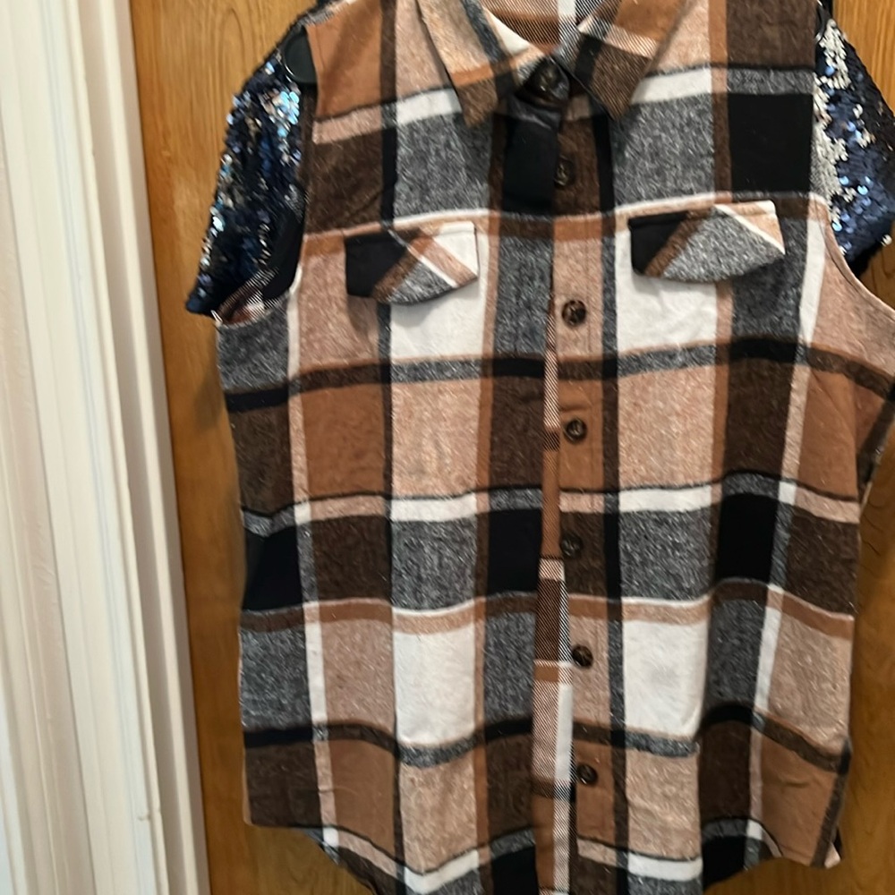 SHEIN sleeveless flannel shirt/dress